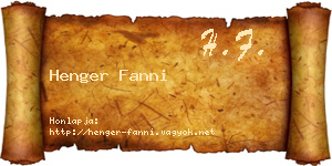 Henger Fanni névjegykártya